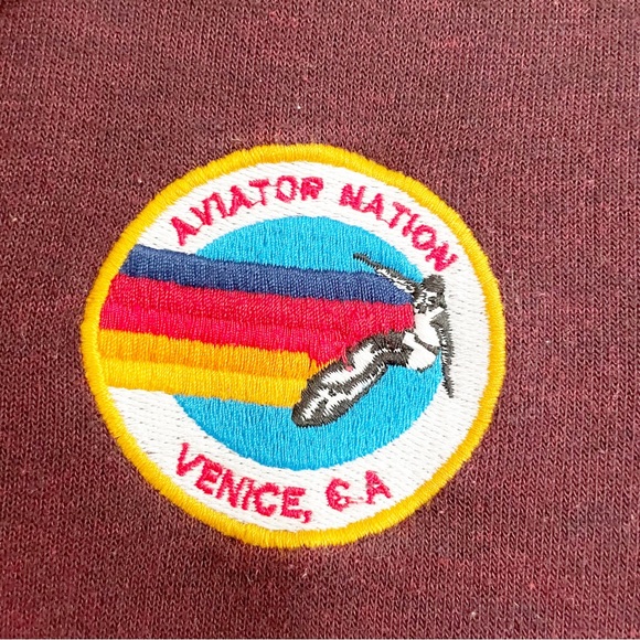 Aviator Nation Red Ombré Dip Dye Hoodie Split Neck Pullover Sweatshirt Sz Small - Picture 4 of 8